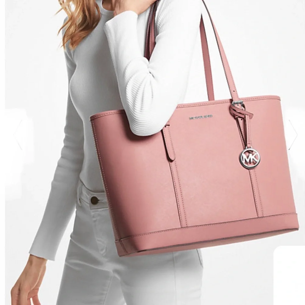 MICHAEL KORS POWDER BLUSH COLOR  Jet Set Travel Large Logo Tote Bag
